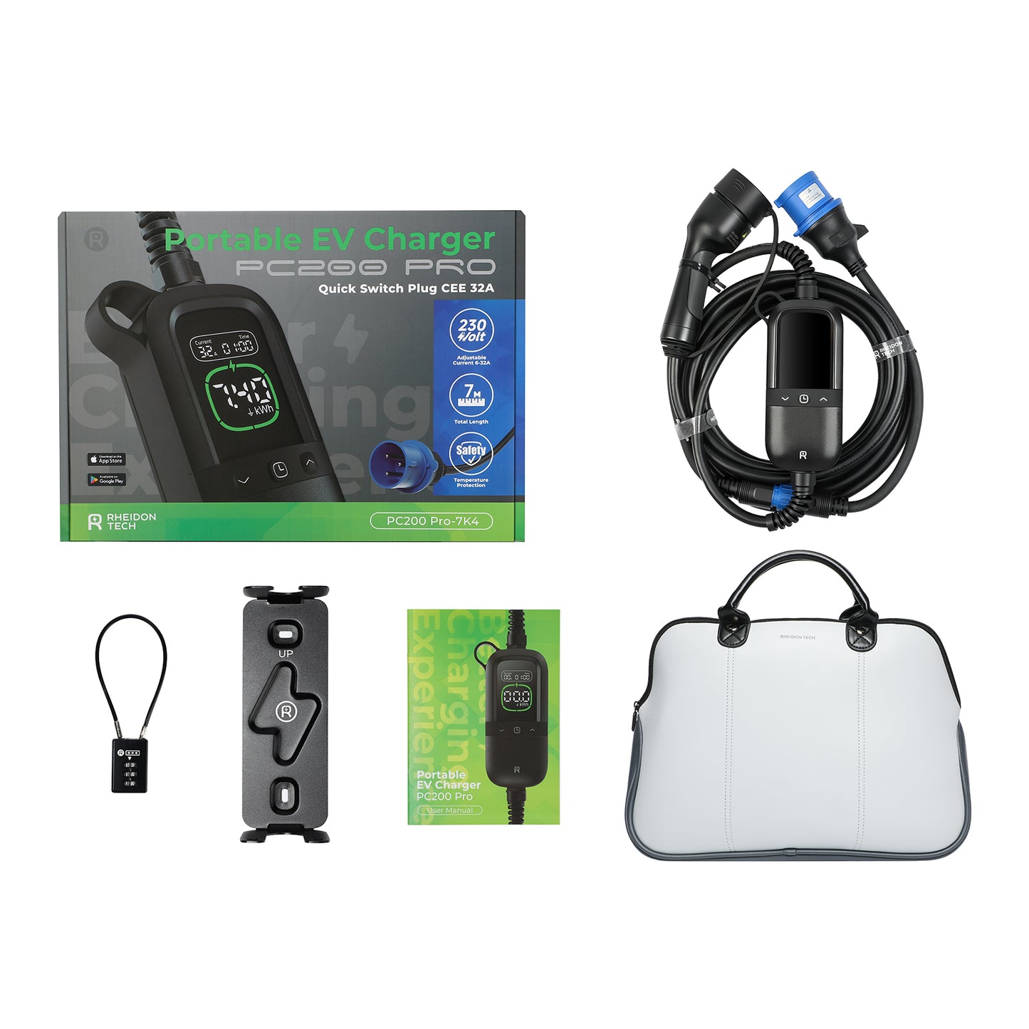 Rheidon PC200 Pro-7K4 | Portable EV Charger – Universal Plug Compatibility