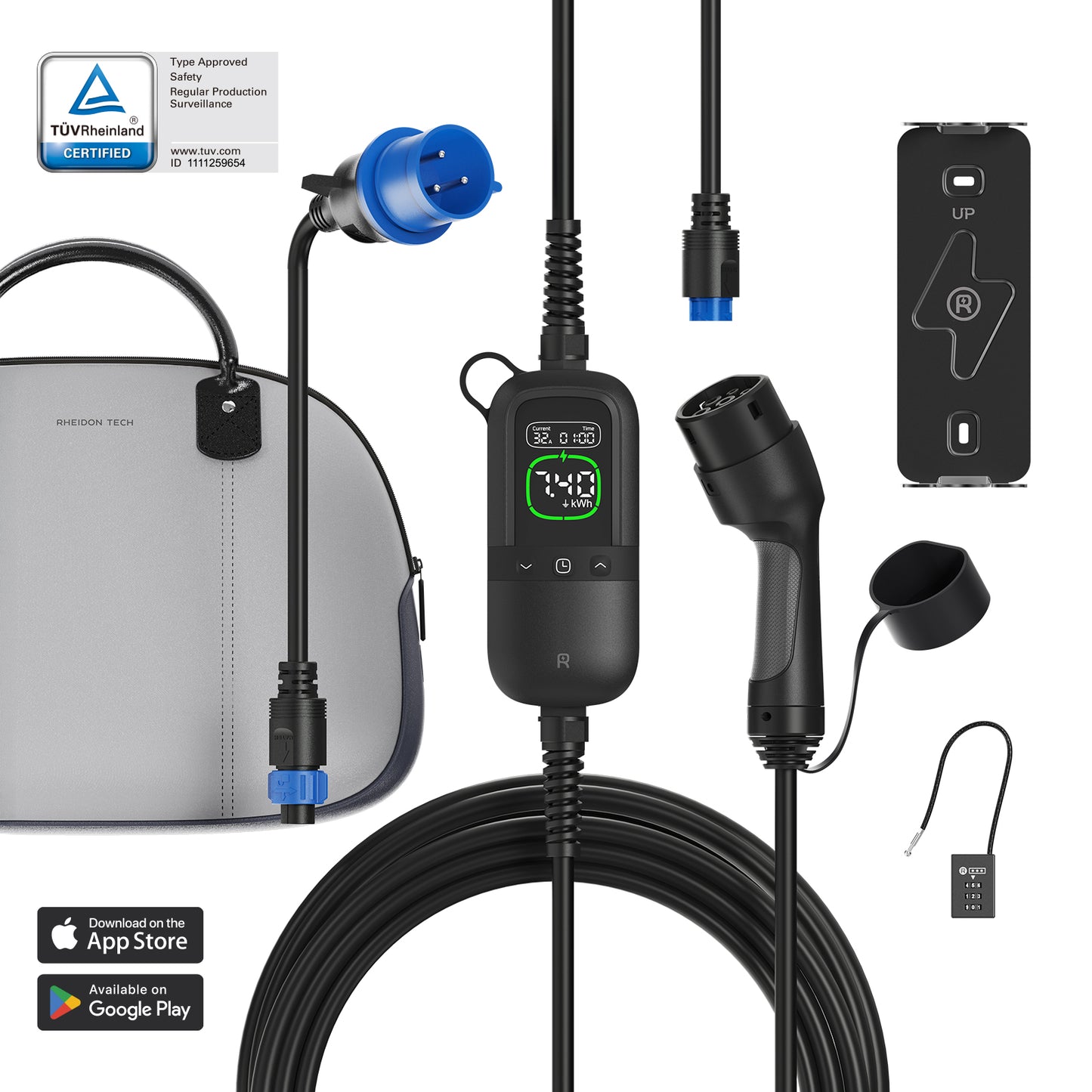 Rheidon PC200 Pro-7K4 | Portable EV Charger – Universal Plug Compatibility