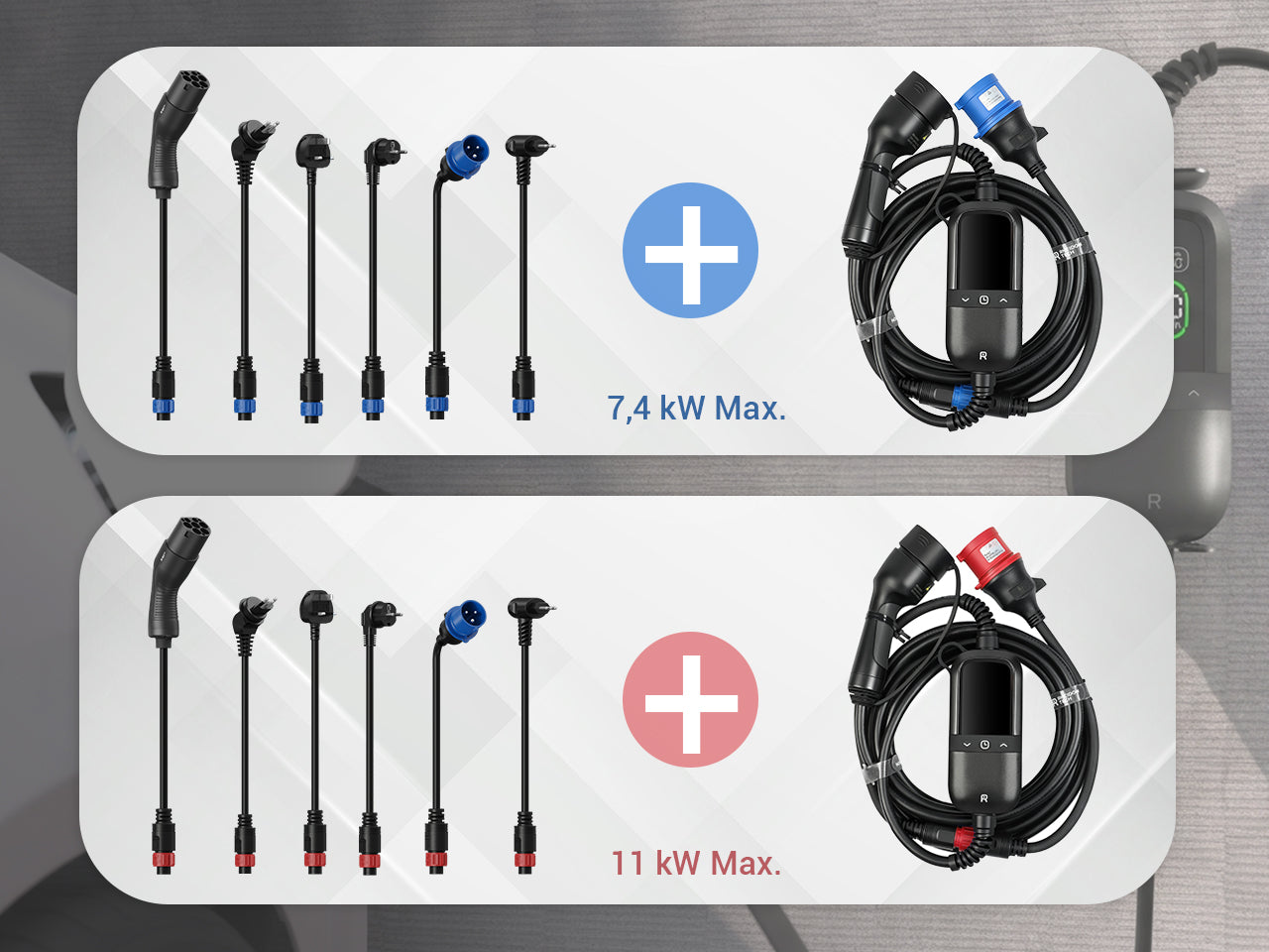Rheidon PC200 Pro-11K | Φορητός Φορτιστής Ηλεκτρικών Οχημάτων (EV) – Συμβατότητα με Όλους τους Τύπους Φις